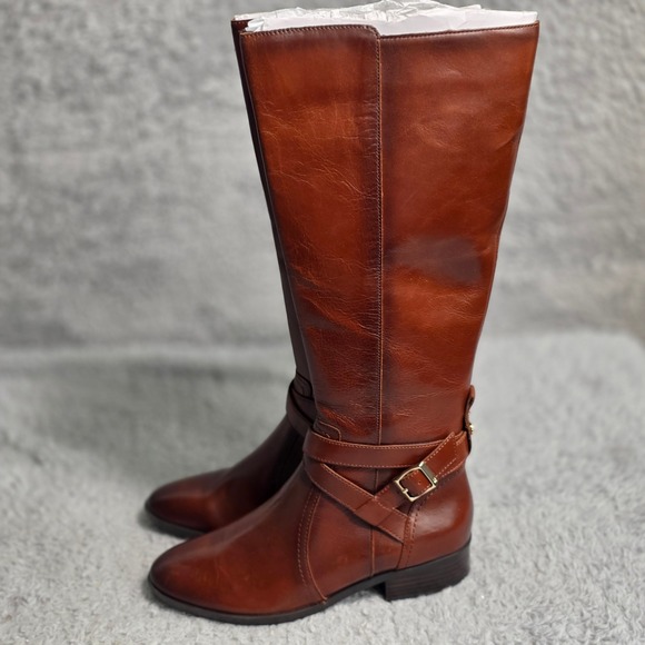 Naturalizer Rena 2 Saddle Brown Leather Knee High Riding Boots Womens 7M NEW